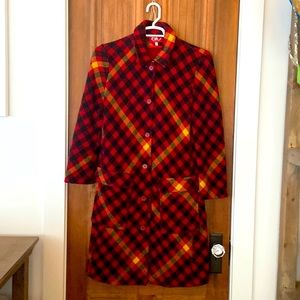 Rare Vintage 90’s Plaid Tailor Fit Byblos Wool Coat. Mid/Long. SEE MEASUREMENTS!